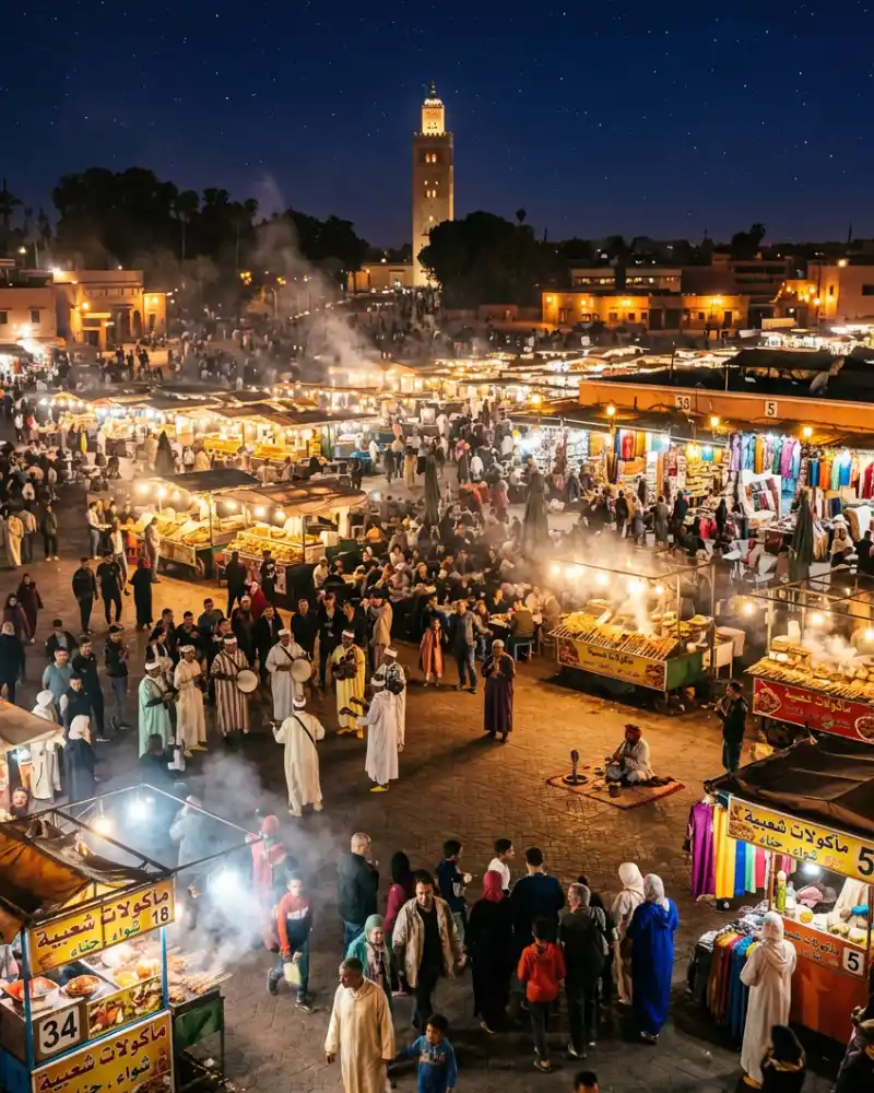 Drive Agadir to Marrakech — Jemaa el-Fnaa square